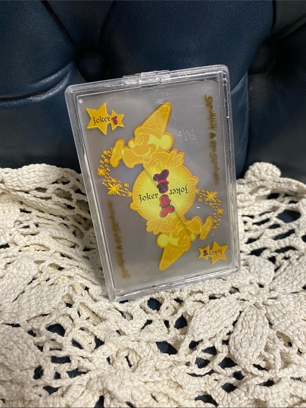 Dined Clear Playing Card Case with Gold Joker Design